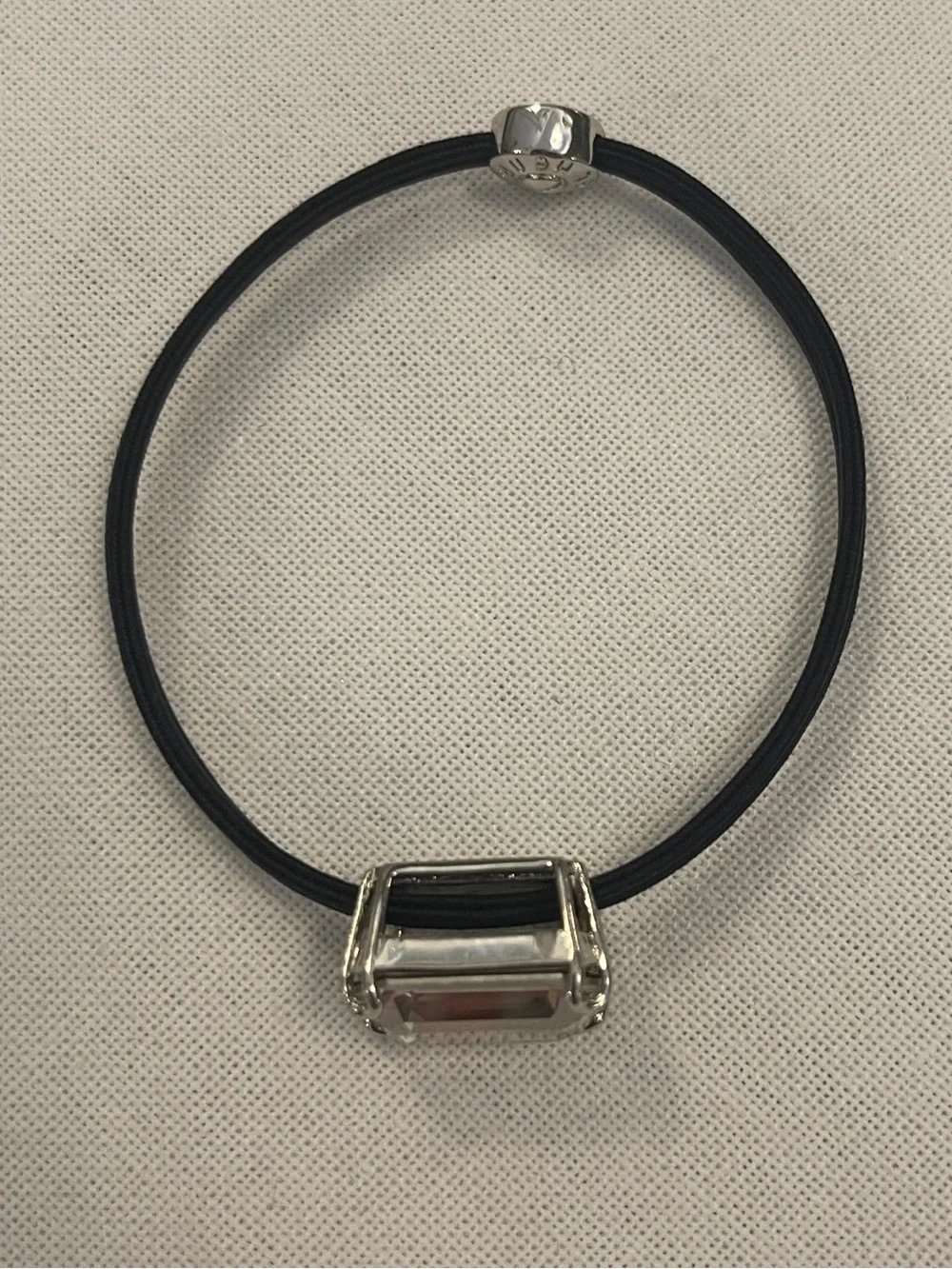 henri bendel Black Elastic Hair Tie with Clear Crystal Accent NEO